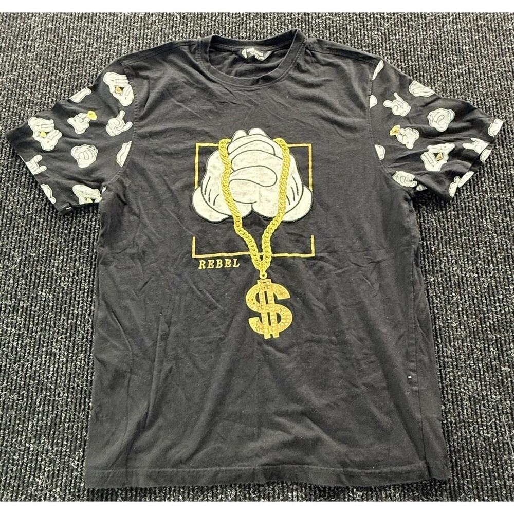 Rebel Minds 2XL Graphic T-Shirt Black Money Hands Print Hip Hop Style Tee